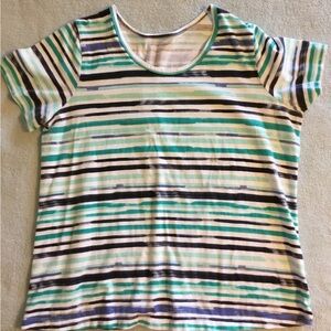 Woman Within T-shirt, large, 100% cotton, stripe scoopneck